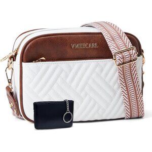 Women Quilted Vegan Crossbody Bag Small Travel Designer Purse Multiple Straps